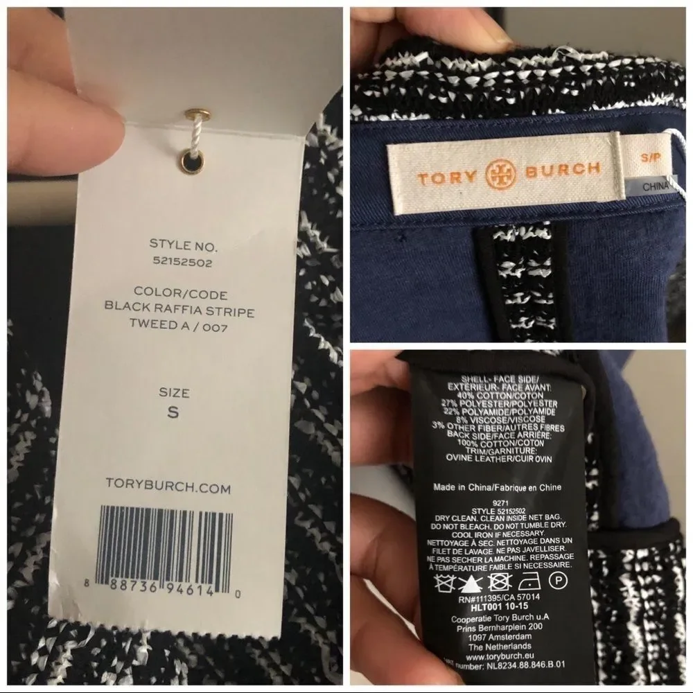 New Tory Burch Raffia Knit Tweed Moto jacket NWT - Picture 7 of 8